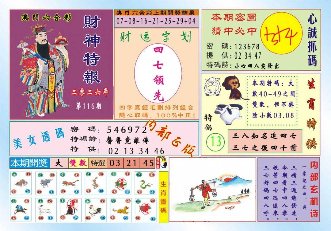 澳彩图库 2026 财神特报